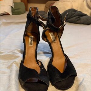 Steve Madden Black Suede Open-Toe Ankle Strap Heels